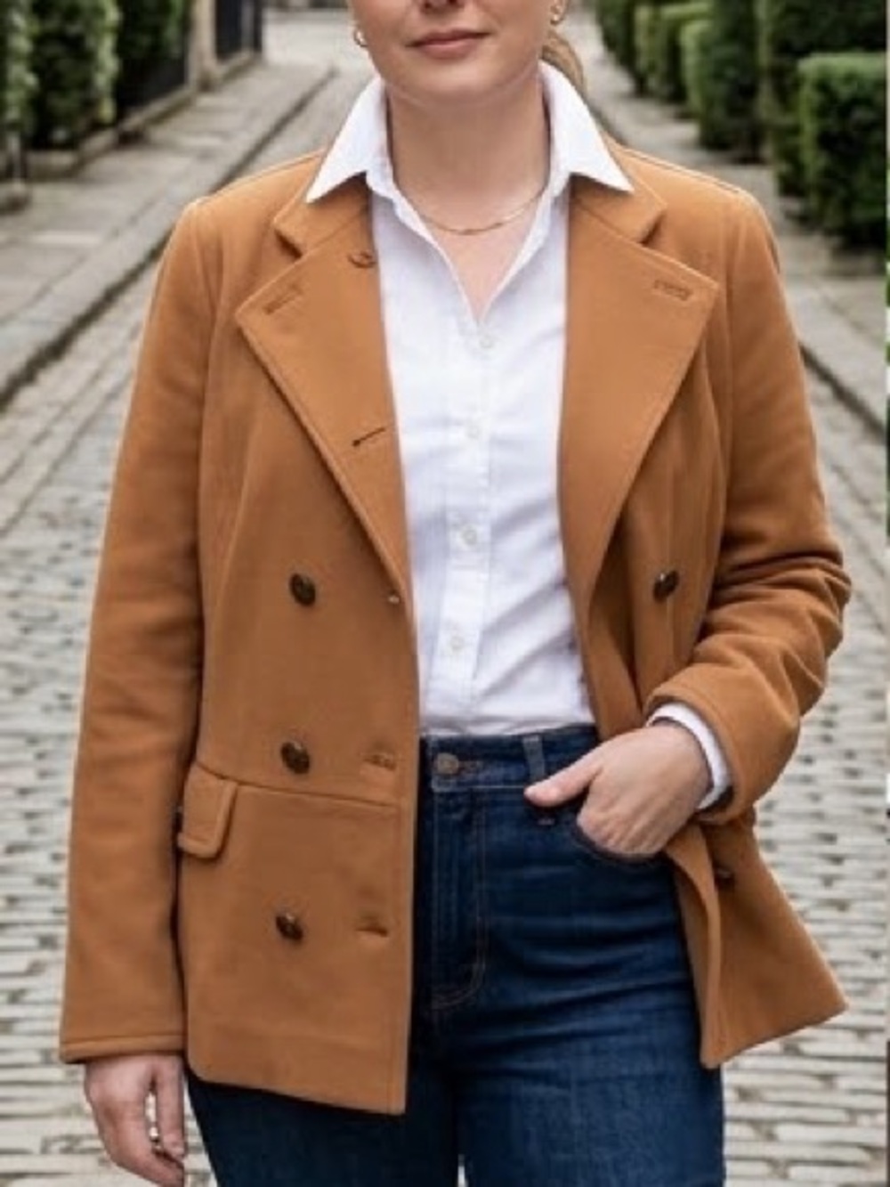 Talbots Petite Double-Breasted Jacket in Caramel Size 14P